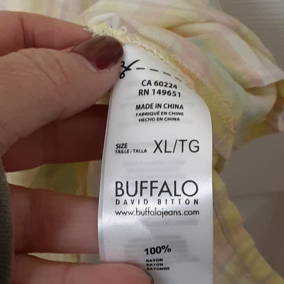 NWT Buffalo David Bitton Top Yellow XL Let's Plaid - Picture 8 of 15